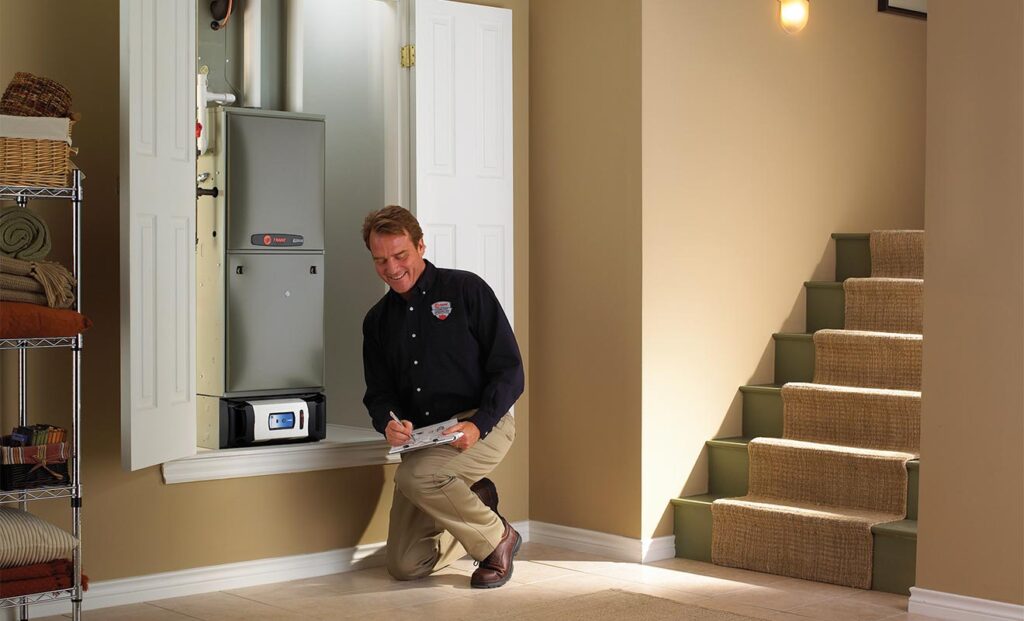 trane tech installing furnace