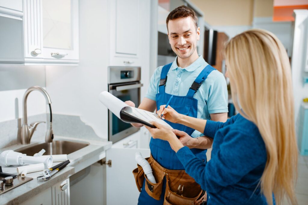Plumber with Customer